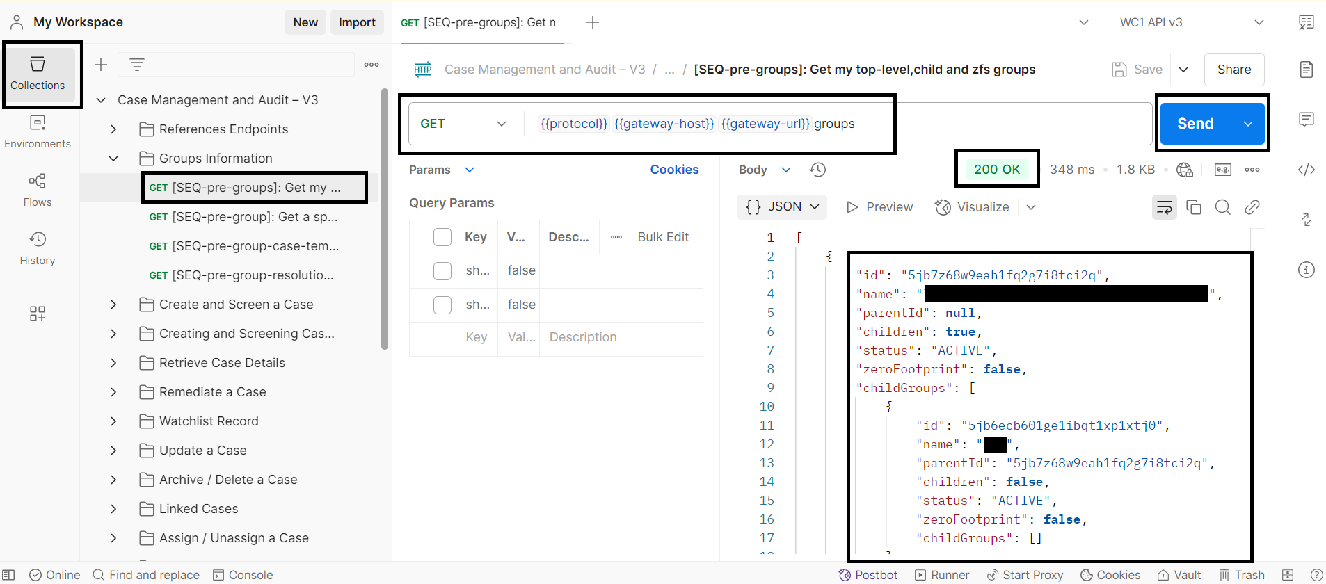 Get groups using Postman