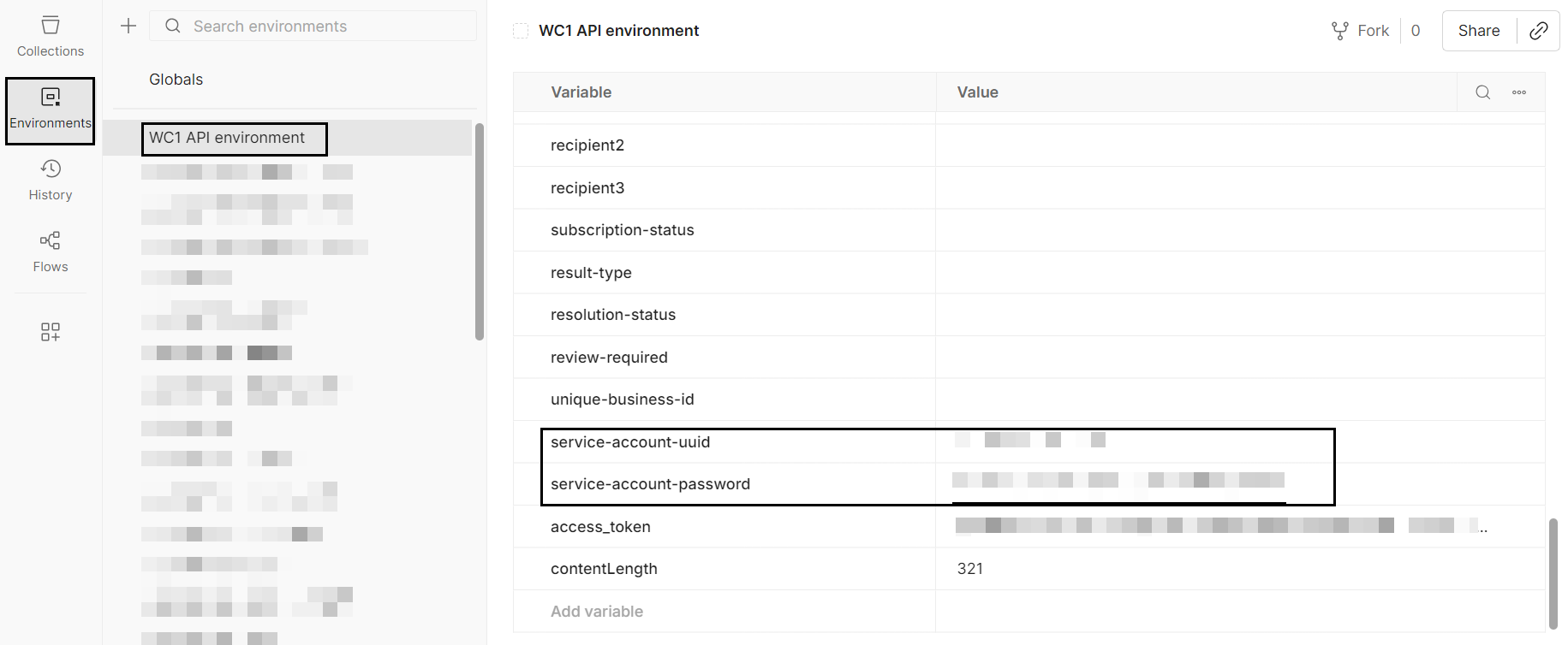 Save API keys in Postman environment file