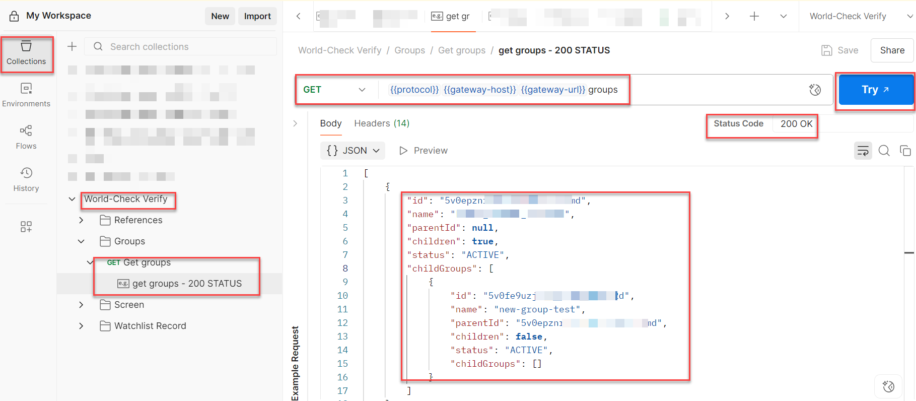 Get groups using Postman