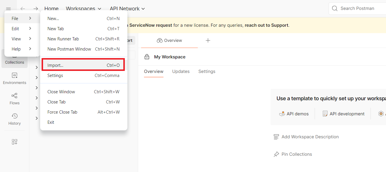 Postman import files