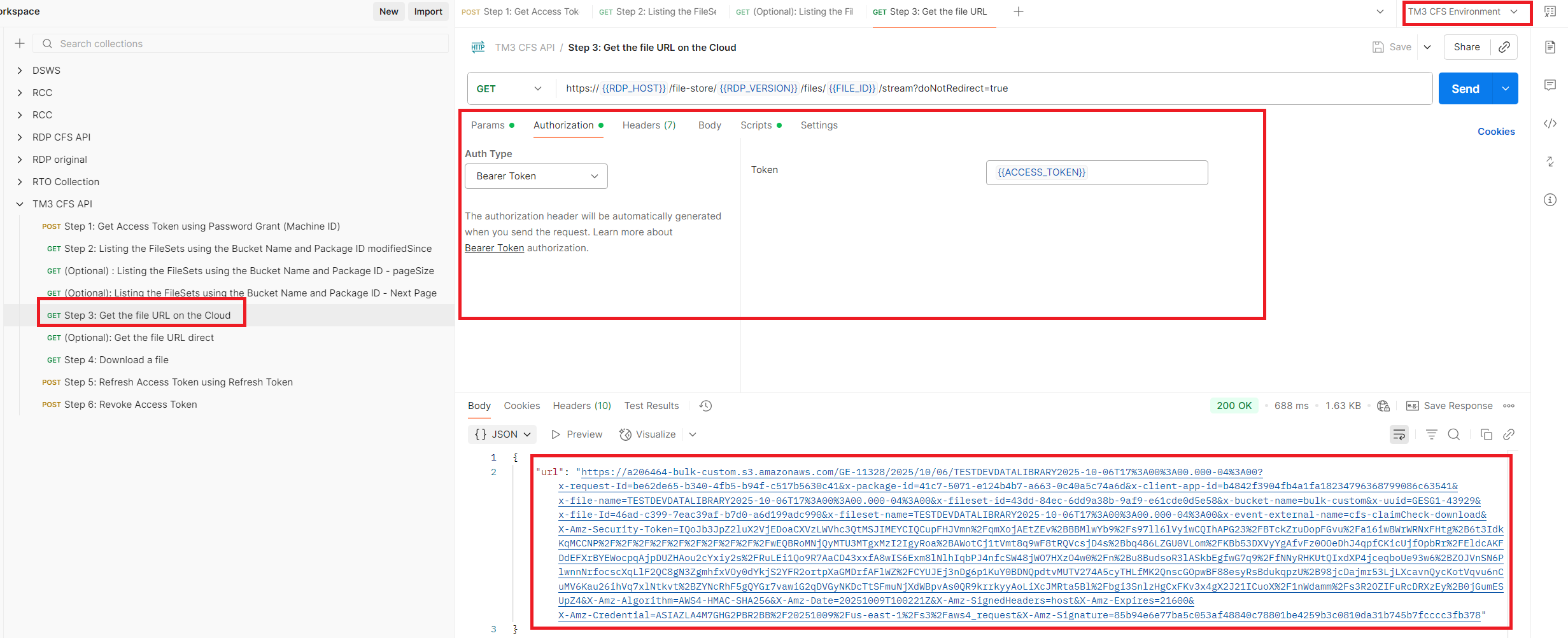 Step 3: Get the actual file URL on the Cloud