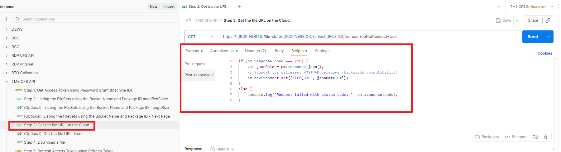 Step 3: get the url via Postman script