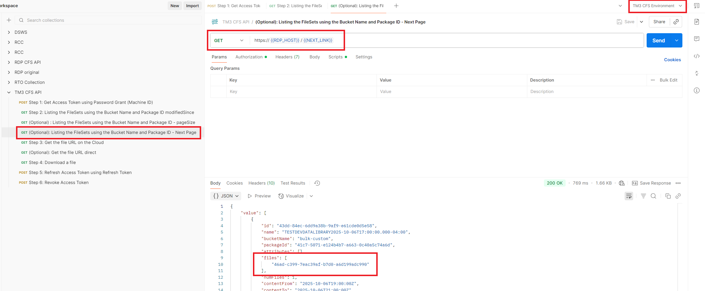 Query for nextLink to get more data entries