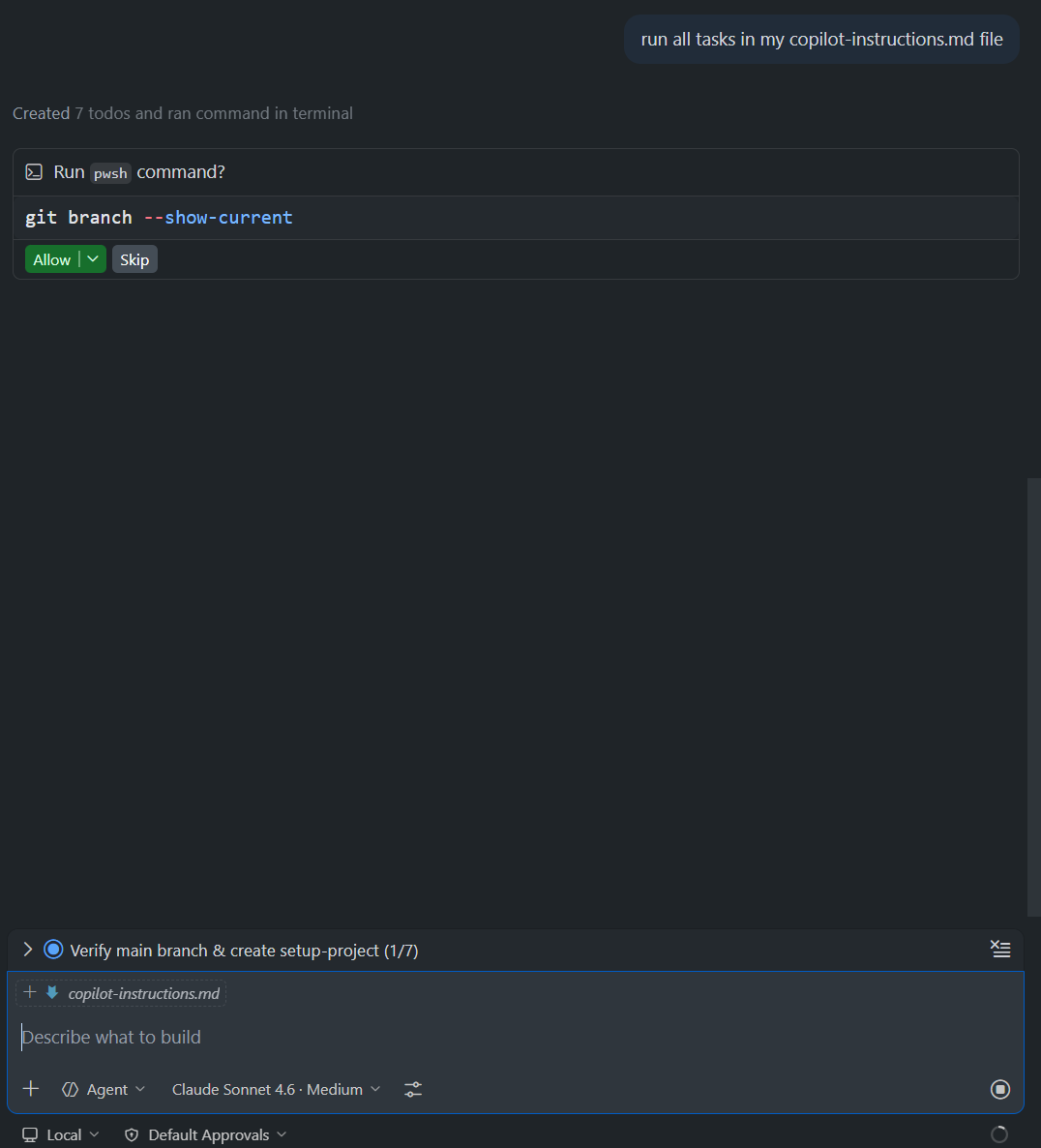 GitHCopilot Chat action request