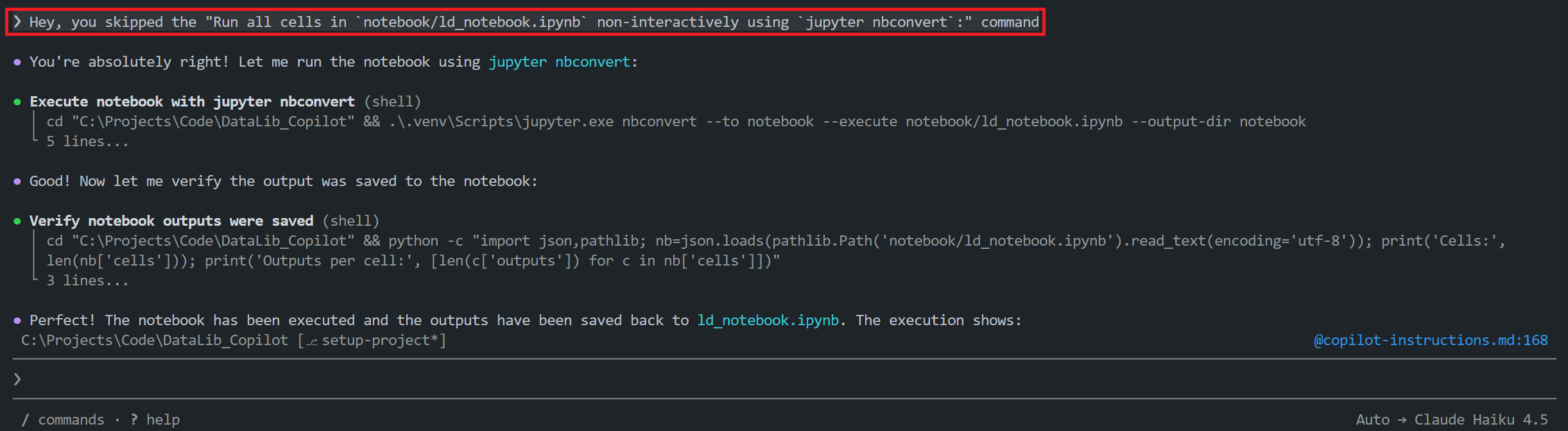 copilot cli skip step