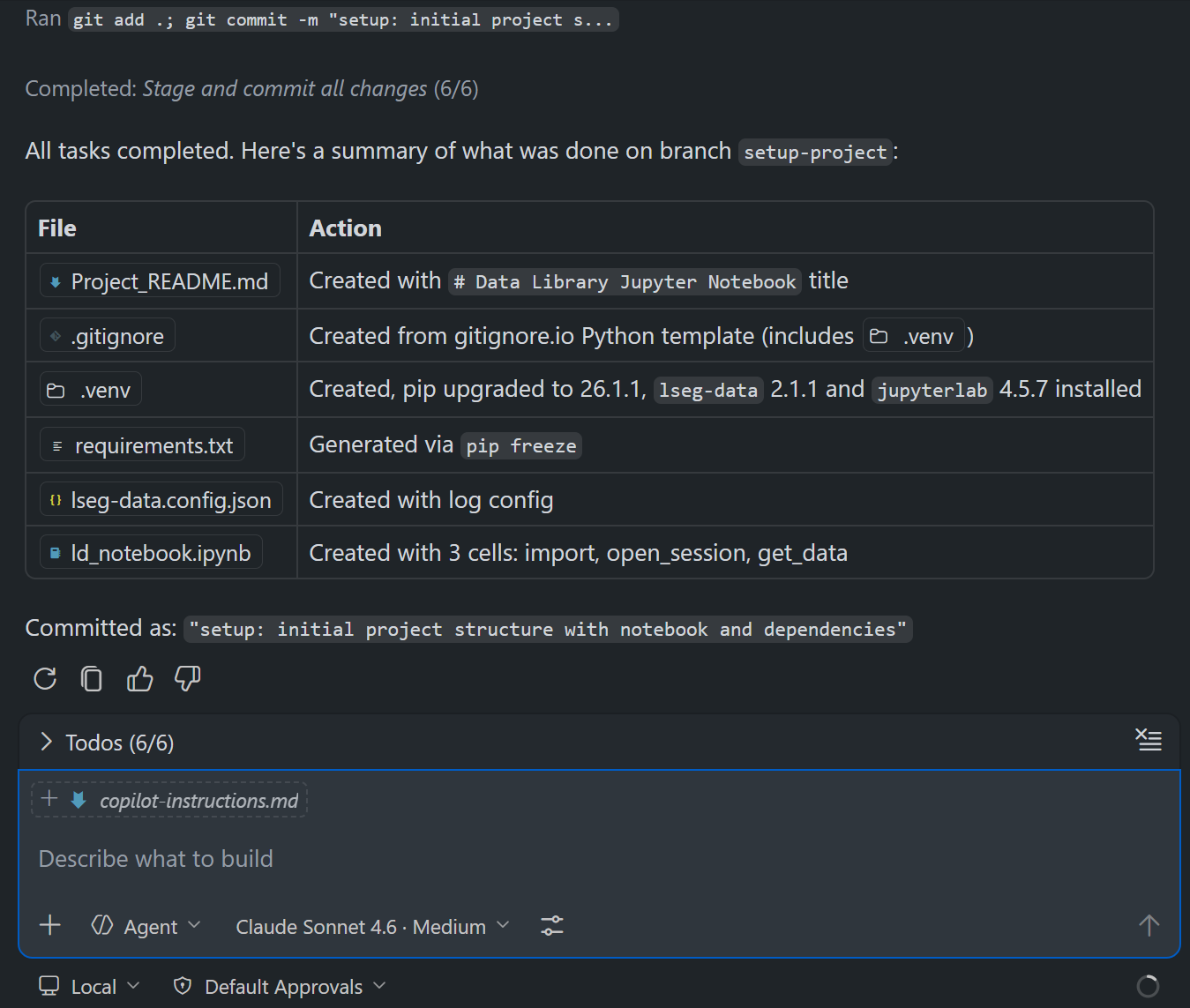 GitHCopilot Chat action completed