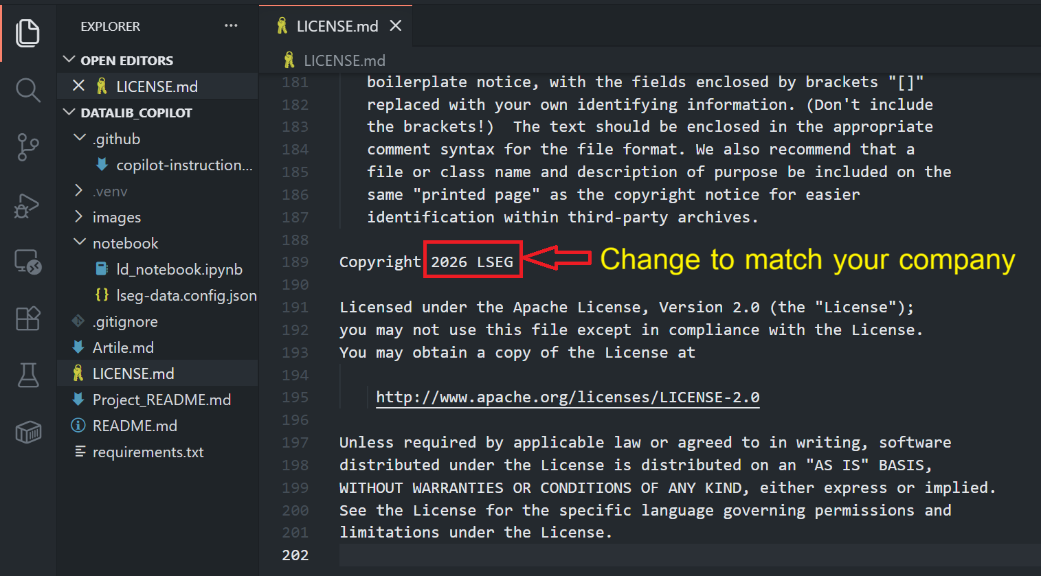 update project LICENSE.md