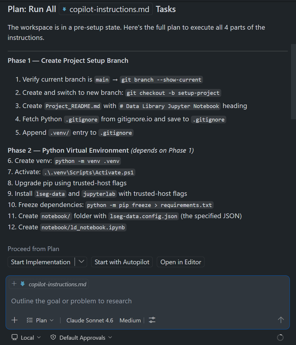 VS Code GitHub Copilot Chat: Plan mode