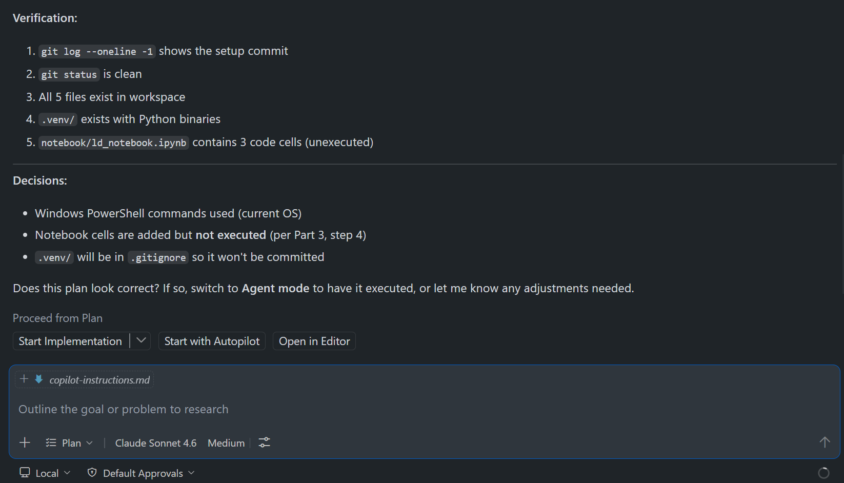 VS Code GitHub Copilot Chat: Plan mode