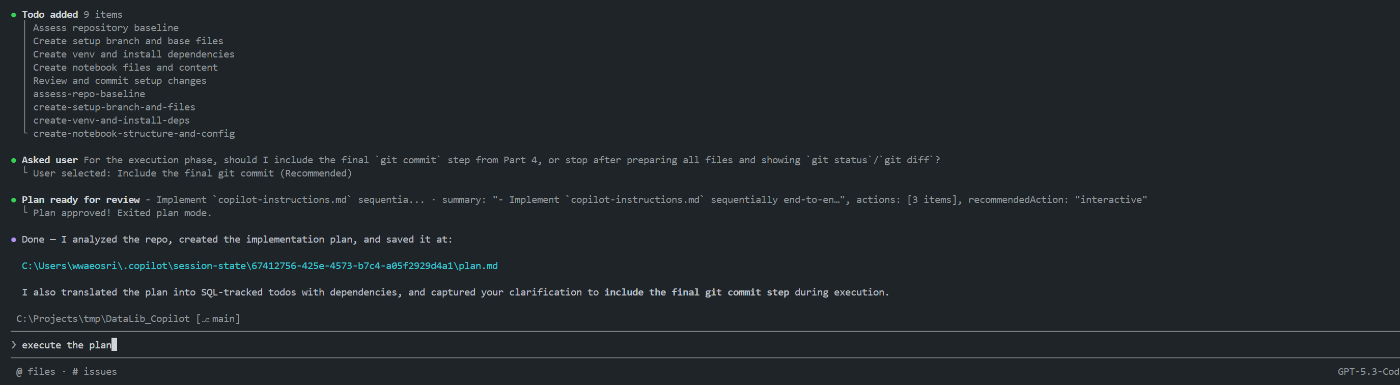 Copilot CLI: Plan mod