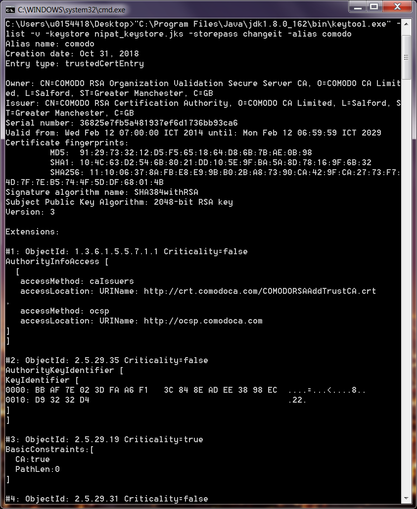 Building a keystore file to be used with an HTTPS (or ENCRYPTED 