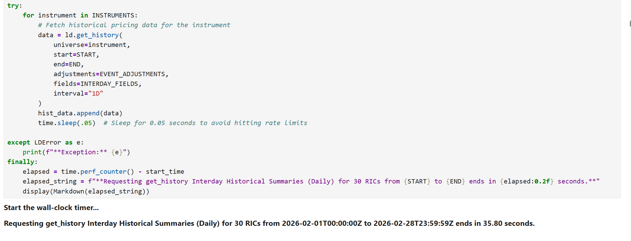 Data Library Get History Synchronous Performance