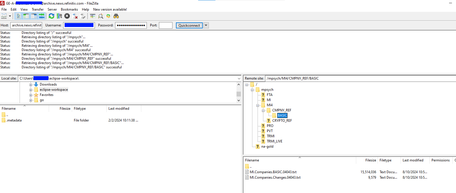 MRN SFTP with FileZilla