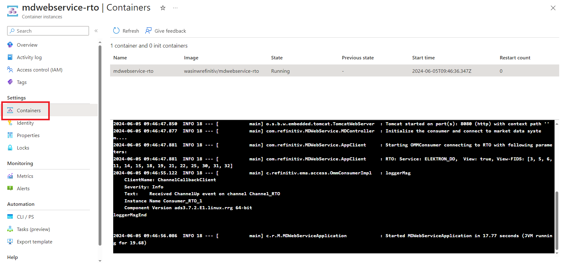 instance log page