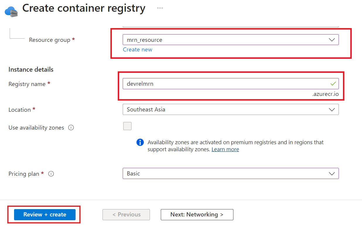 set repository name, location, and pricing plan