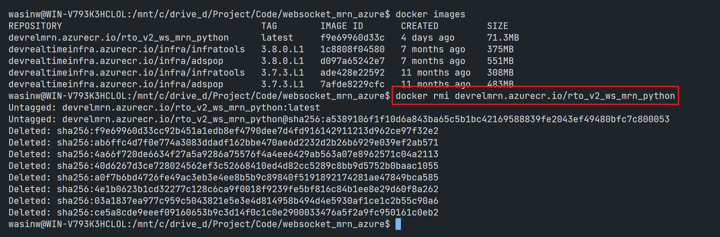 docker deleted the pulled image succeed