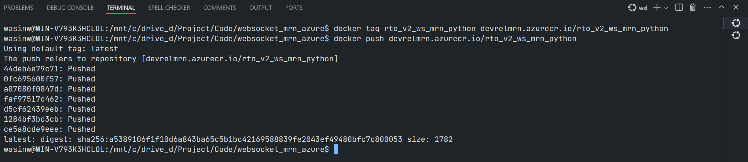 docker puch to Azure Container Registry repo succeed