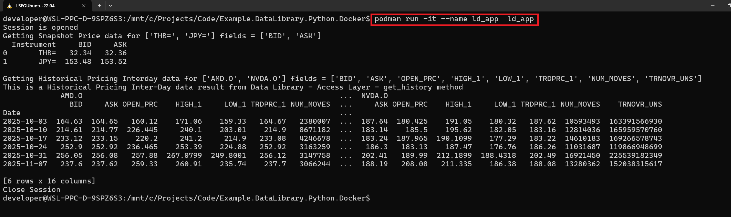 run ld_app container