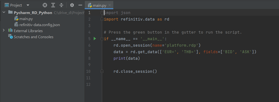 PyCharm with RD Code