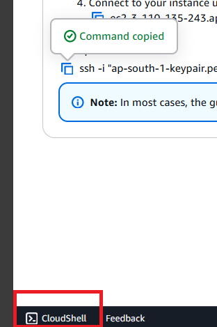 open AWS CloudShell