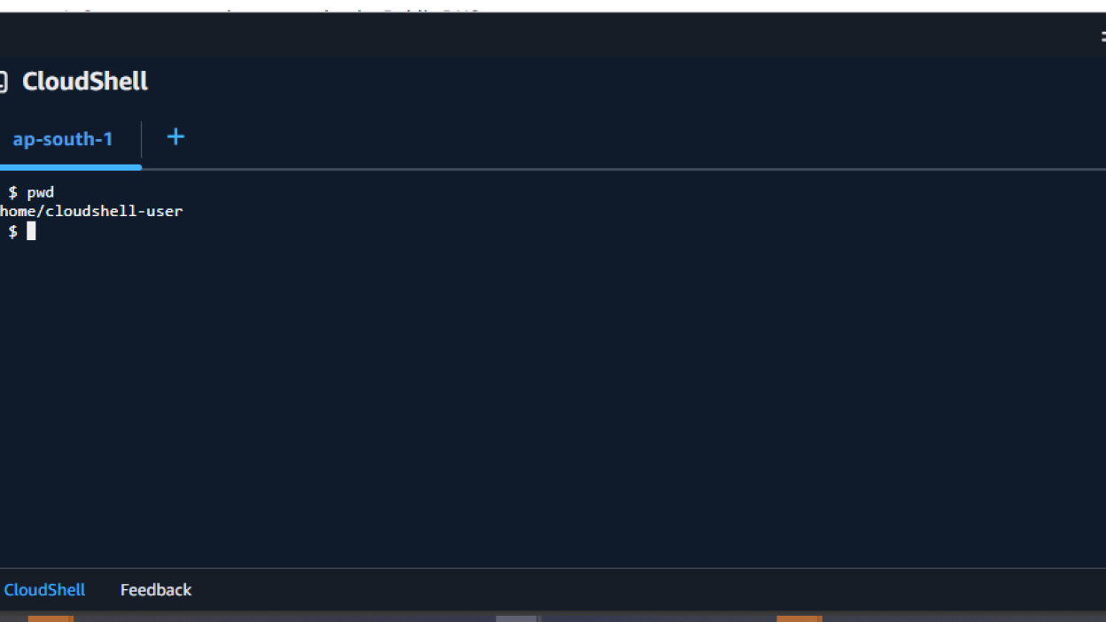 AWS CloudShell opened