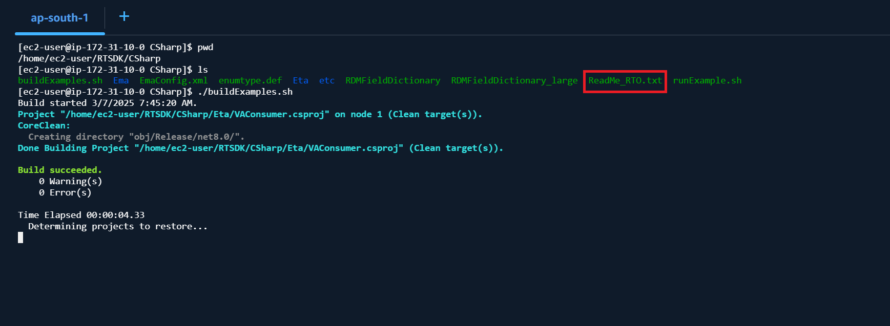 building EMA C# RTO examples