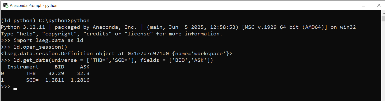 use Data Library for Python with Conda