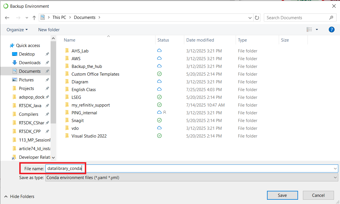 backend conda environment via Anaconda navigator