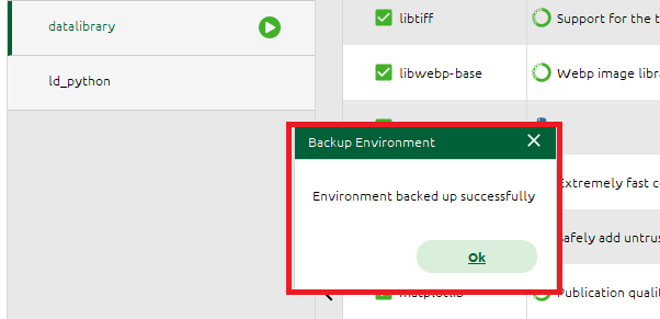 backend conda environment via Anaconda navigator succeed