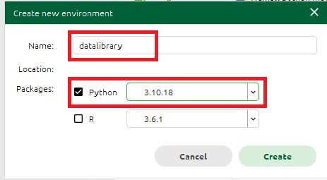 create new conda environment