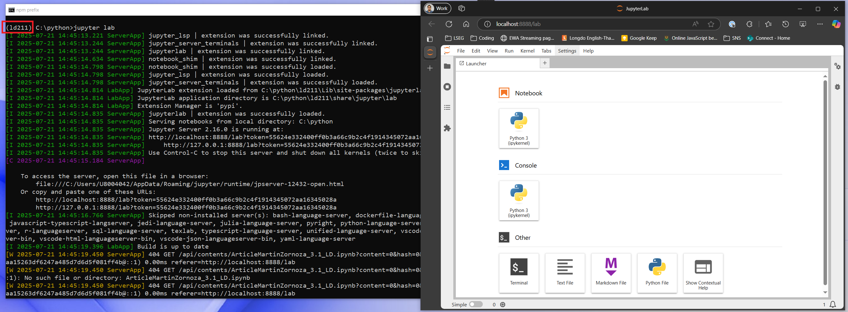 using Jupyter notebook