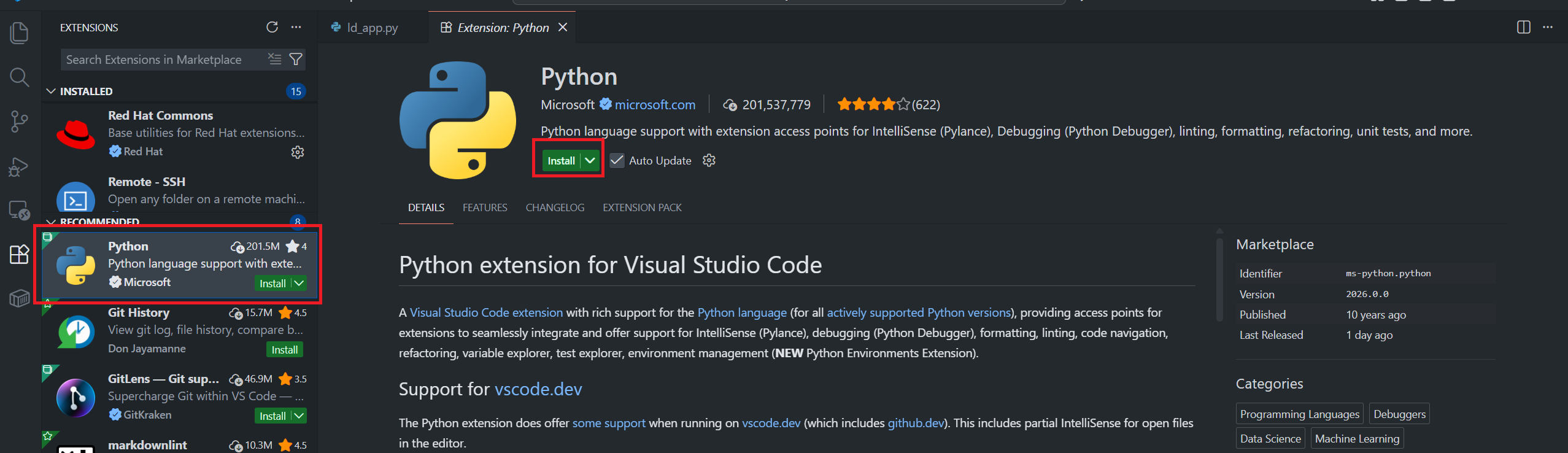 Install Python Extension