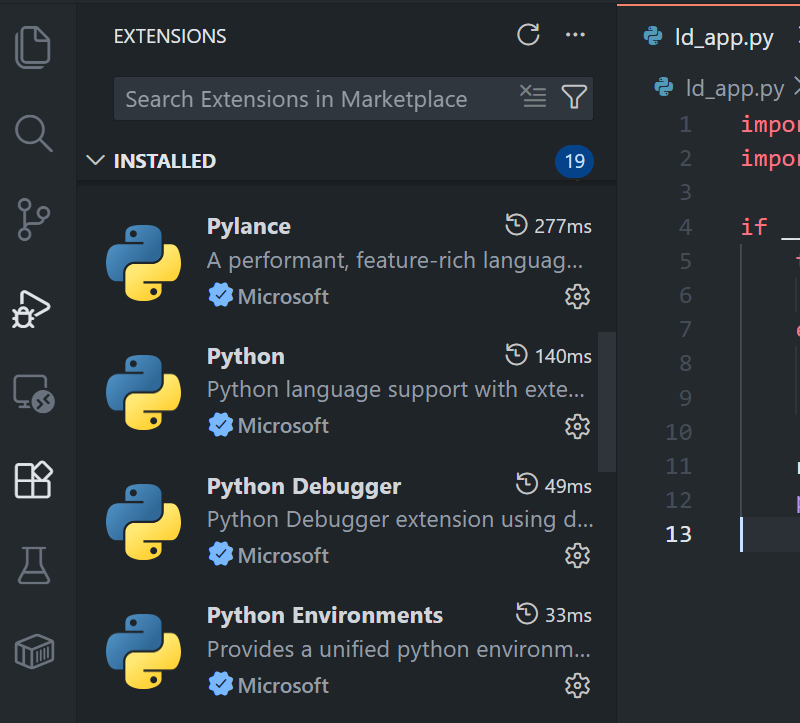 Install Python Extension succeed