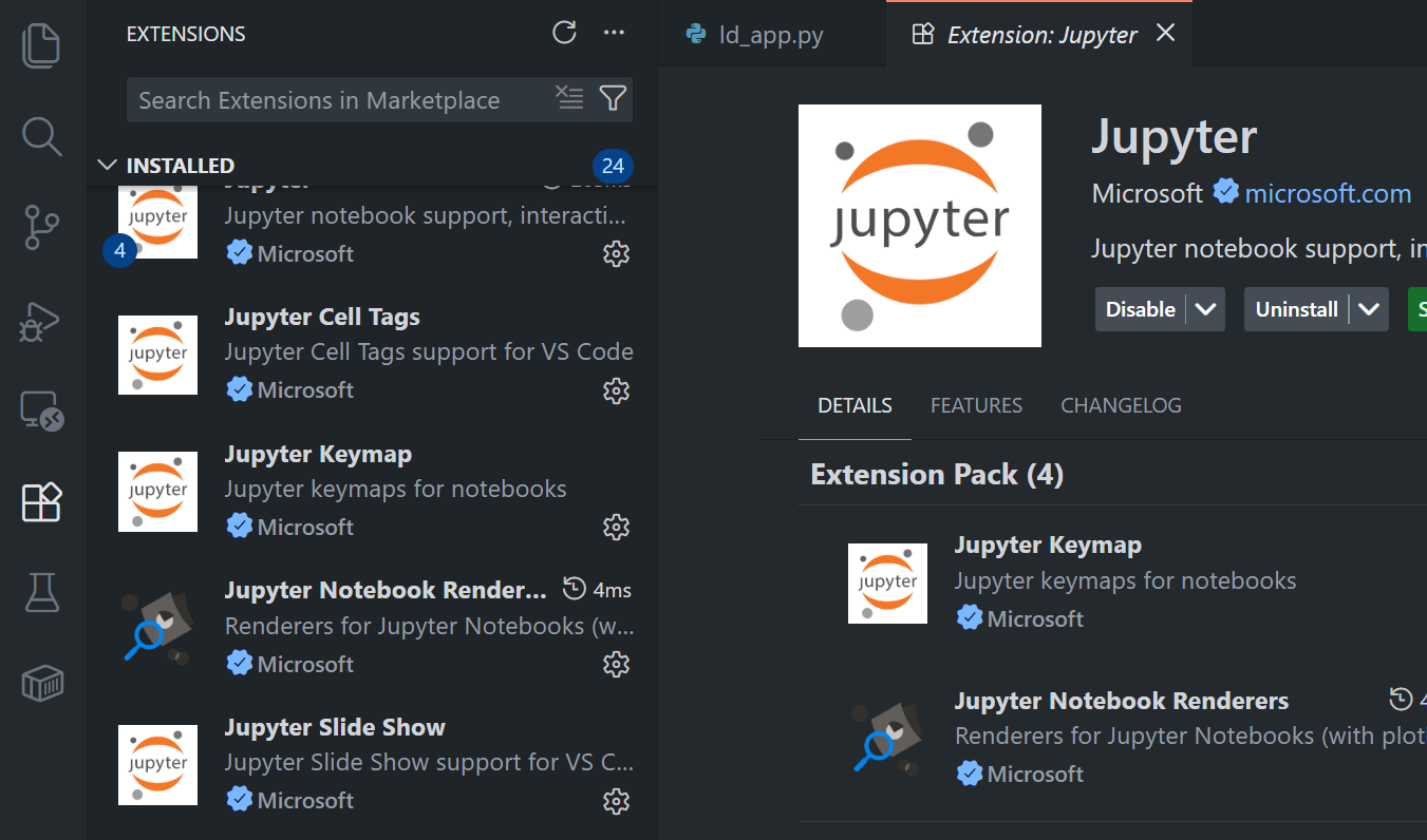Install Jupyter Extension succeed