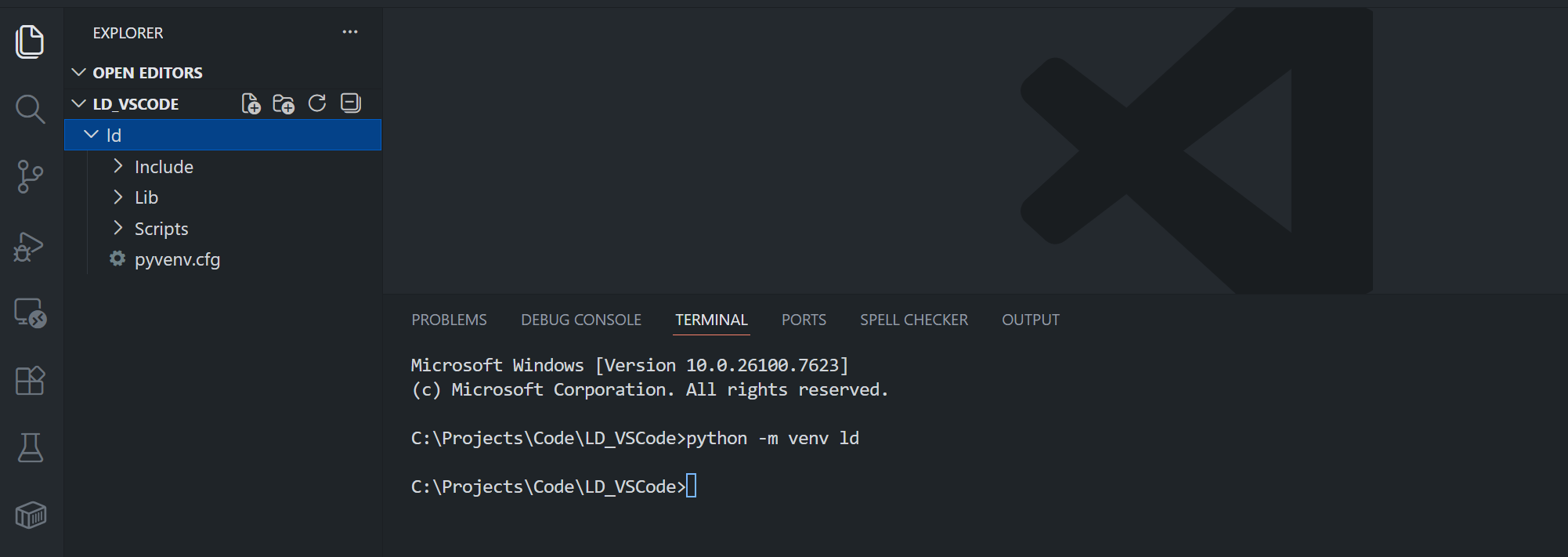 Create venv in VS Code