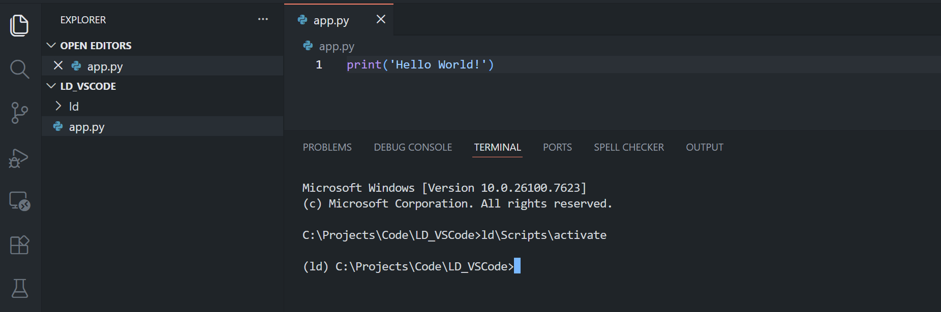 Activated venv in VS Code
