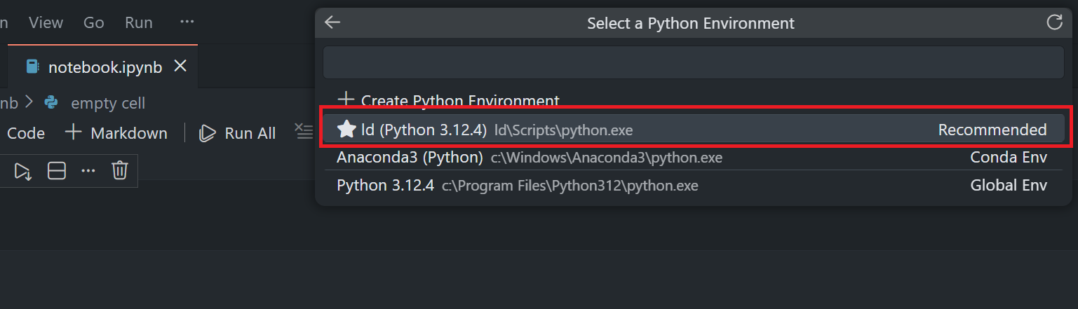 Create Jupyter Notebook in VS Code