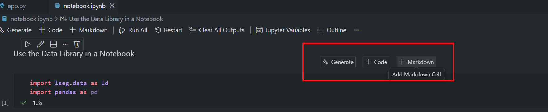 Jupyter Notebook cell in VS Code
