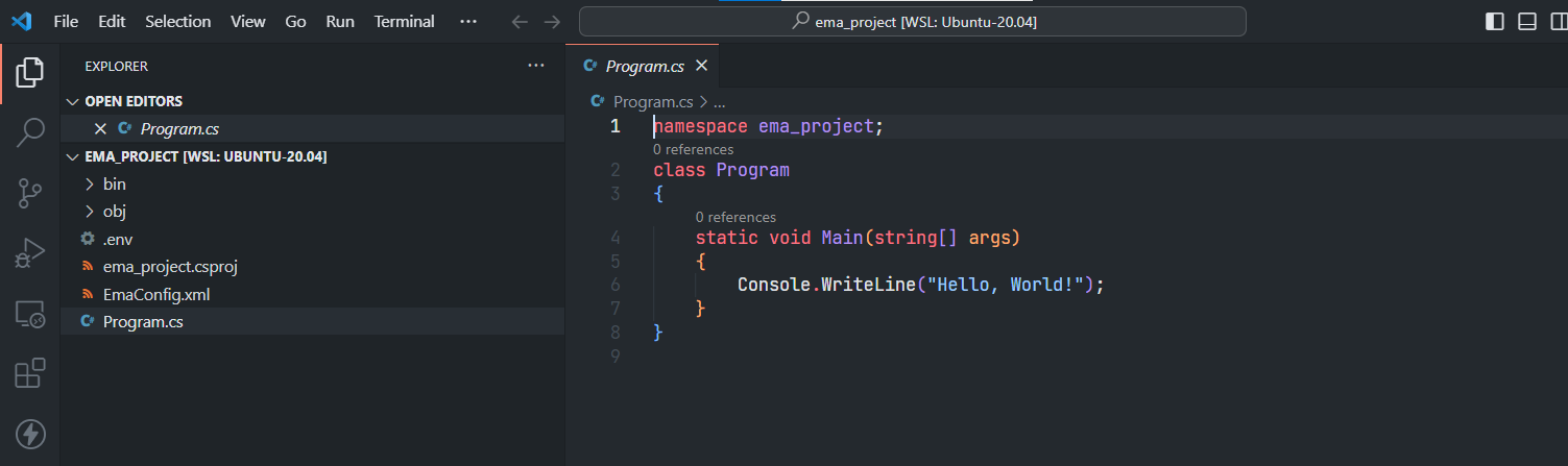 EMA Project in VS Code