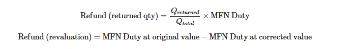 Refund Formulae